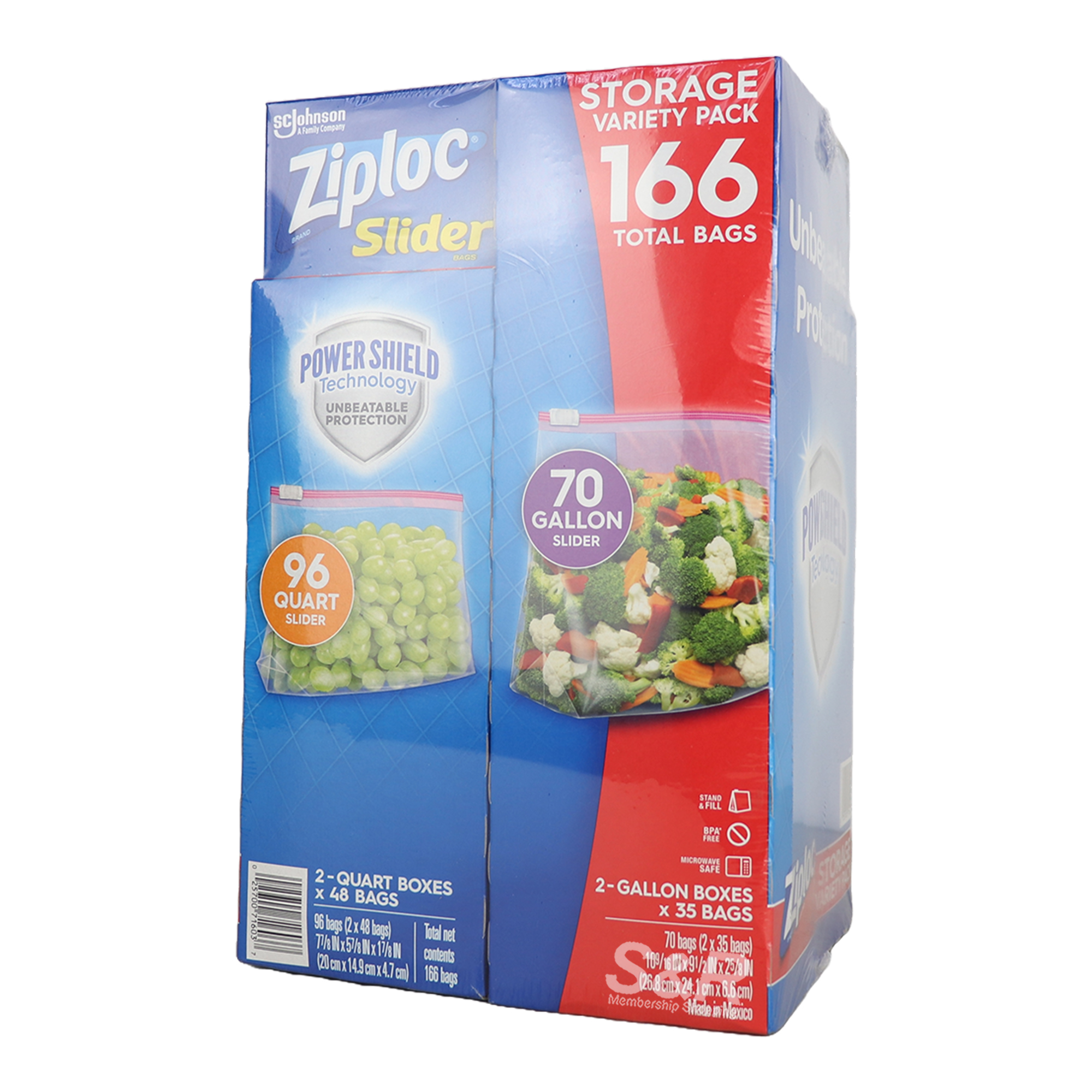Ziploc Slider Storage Variety Pack 166pcs